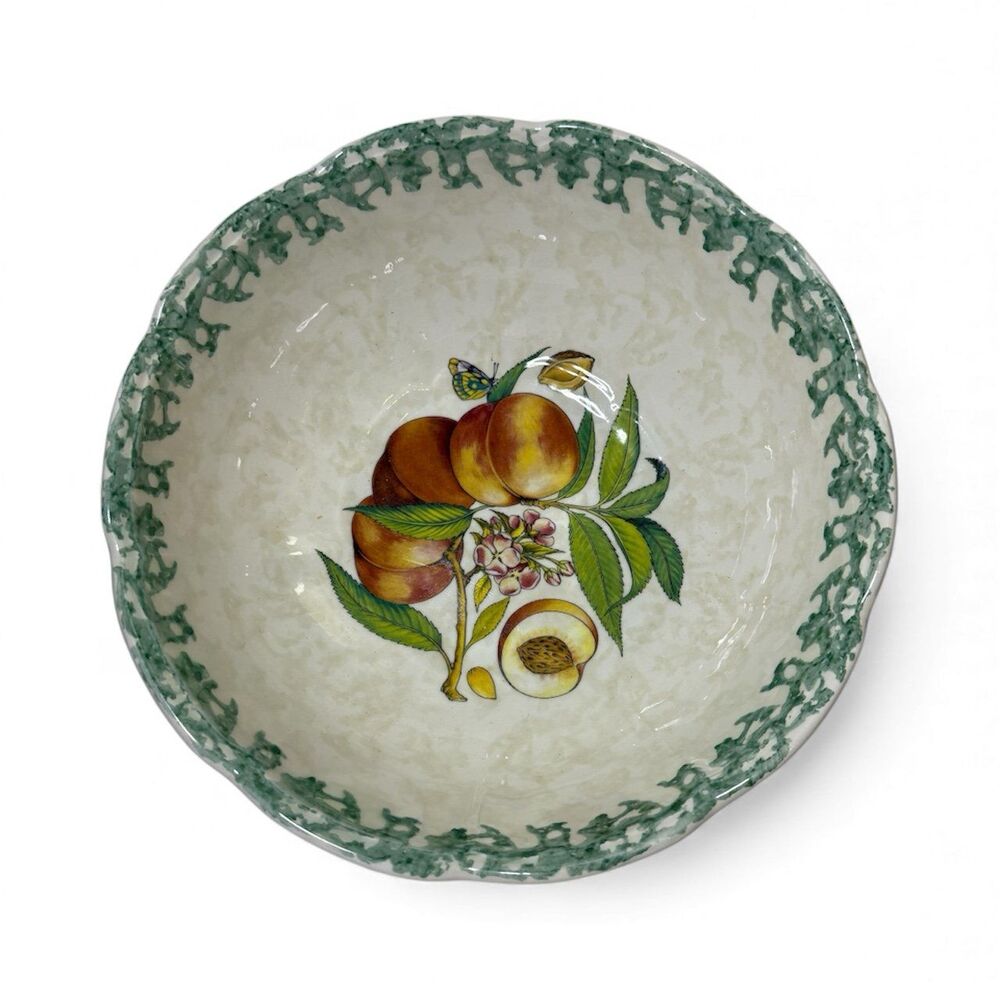 Himark‎ Ceramic 11” Wide Deep Round Serving Bowl with Peaches Made In Italy